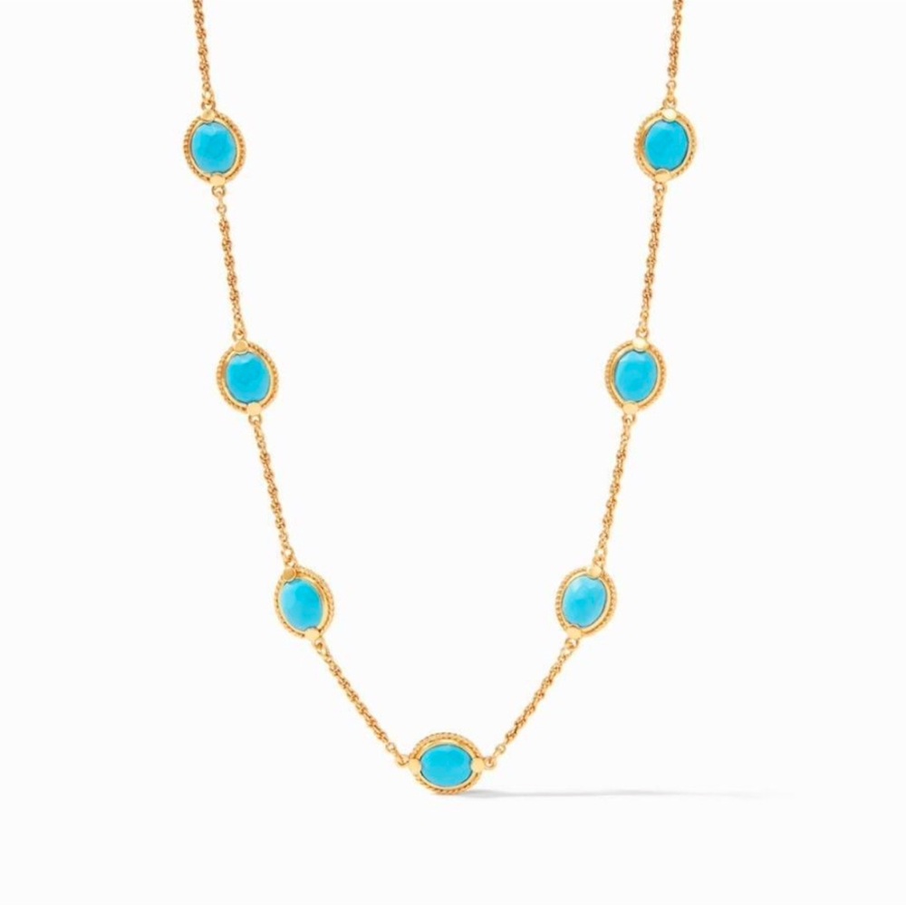 NWT authentic luxury RARE Julie Vos Gold Necklace with Turquoise Stones